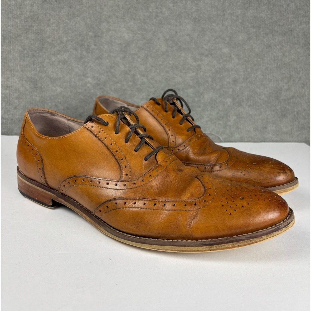 Johnston & Murphy Wingtip Oxford Dress Shoes Brogue 11M Tan 59-1986